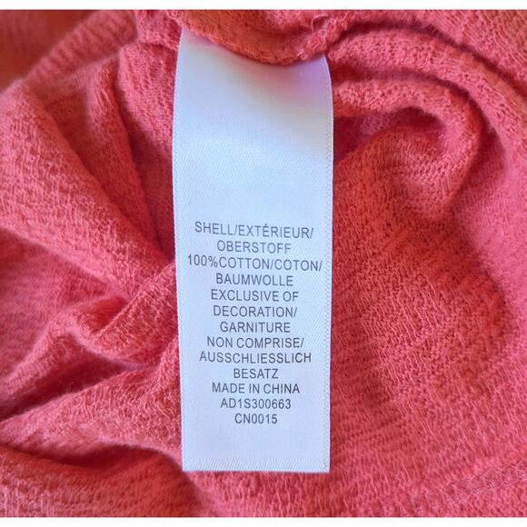 Adrianna Papell Top Blouse Small Sugar Coral Cotton Crochet Trim Gauzy Crepe - Picture 10 of 10